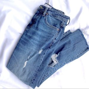 Topshop Straight Leg Jeans, Distressed, Size 28